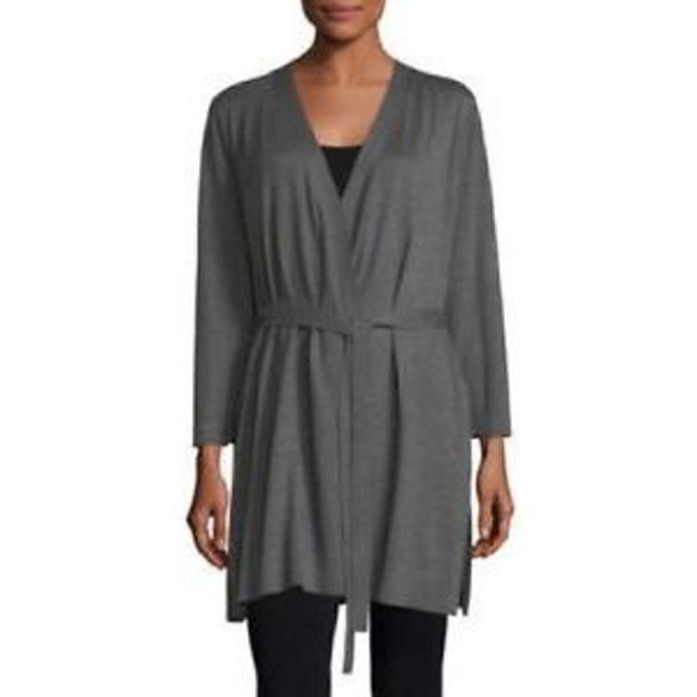 NWT Eileen Fisher Womens Simple Cardi Sz XL Ash Tencel Organic Cotton Silk